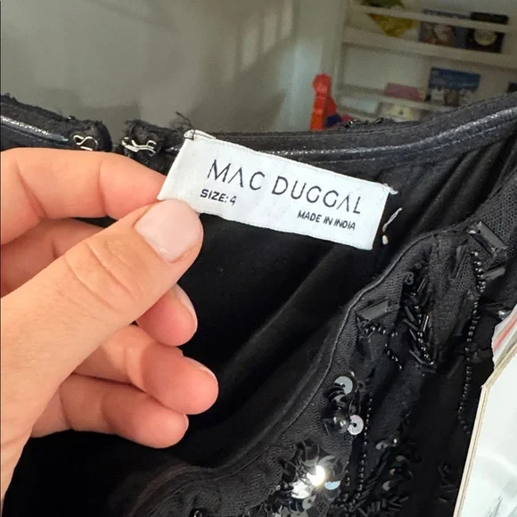 MAC DUGGAL Black Strapless Embellished A Line Dress - Picture 7 of 8